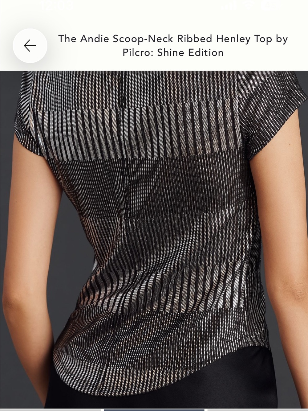 Pilcro Metallic Black Striped Button-Front Top- Anthropologie - Picture 2 of 6